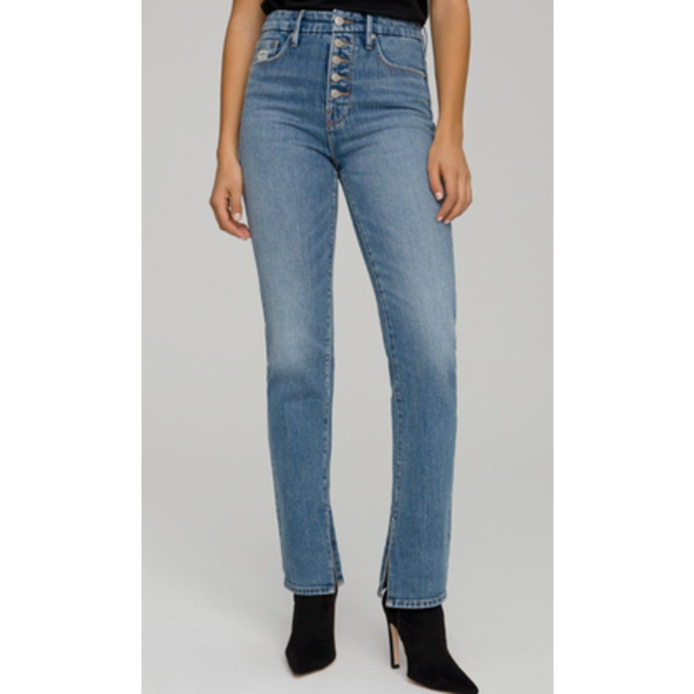 Good American Good Boy Exposed Button Jeans Blue 2 NWT